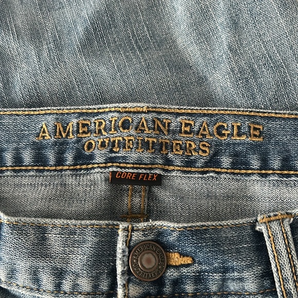 🌻4/$20 AEO Men’s Slim Straight Patch Distressed Jeans Size 33x30 - Picture 10 of 15